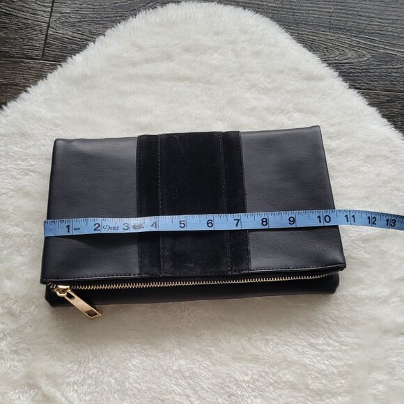 Summer & Rose Vegan Leather and Velvet Roni Fold Over Clutch in Black - Picture 10 of 11
